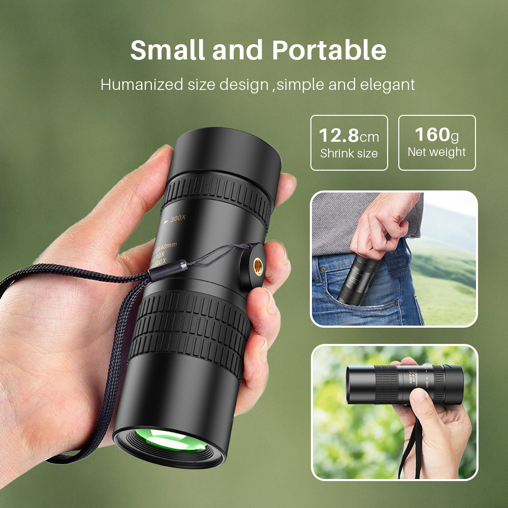 10-300X Professional Portable Monocular Telescope Retractable Waterproof Phone Monocular Optics for Outdoor