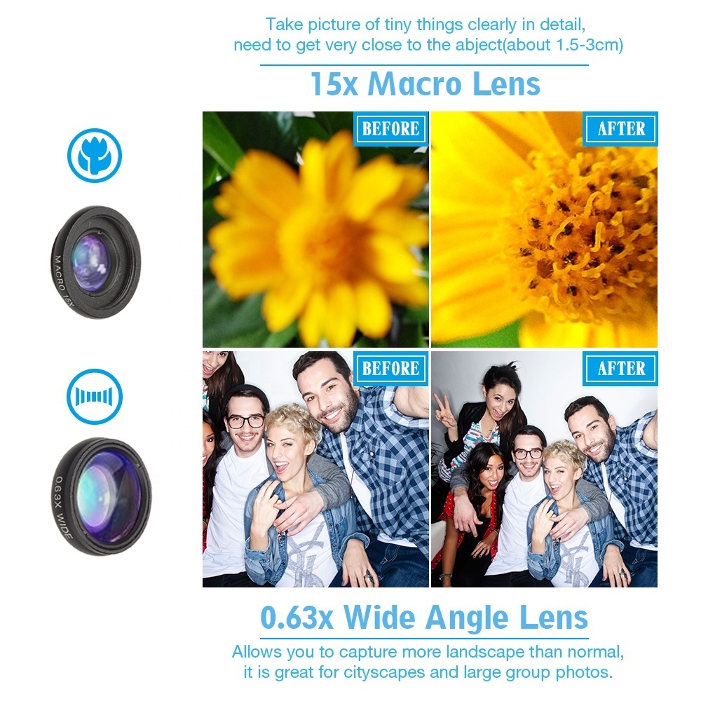 APEXEL 4 in 1 Universal Cell Phone Camera Lens Kit 18X Telephoto Lens with Wide Angle Macro Fish Eye Lens Tripod