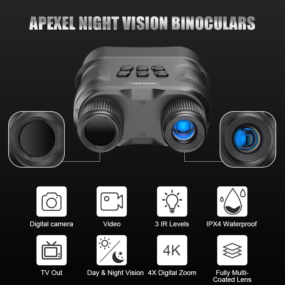 Apexel 2.31 inch Widescreen Digital Night Vision Infrared Binoculars Dark Night Vision Hunting Scope