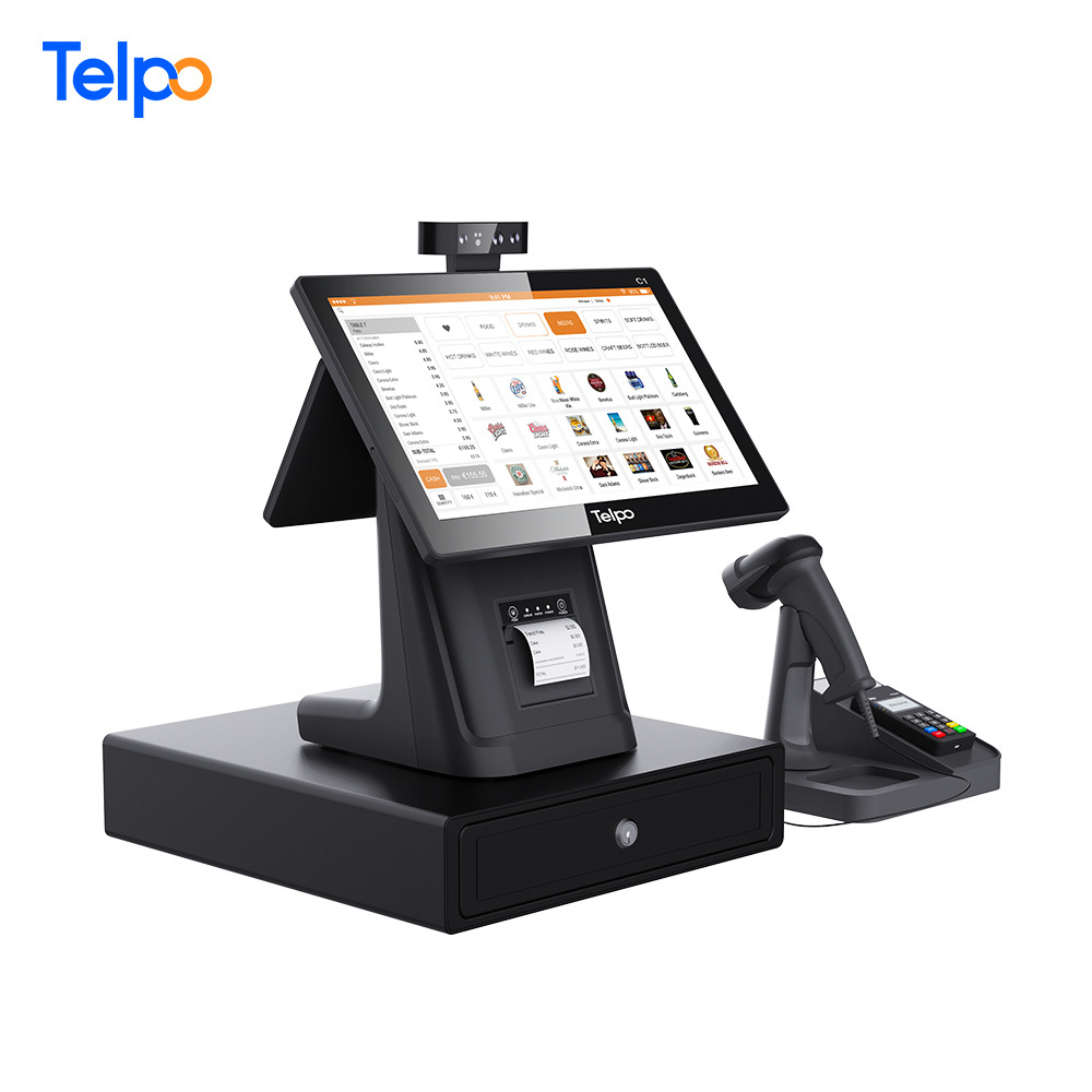 C1pro dual touch screen android supermarket till pos system machine cash register