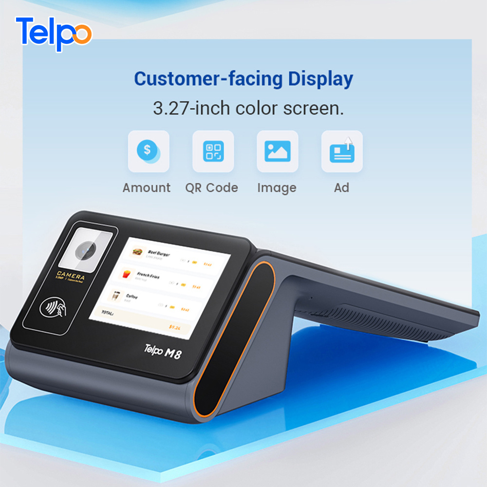 Telpo restaurant cashier all in one dual screen tablet cash register pos system with printer