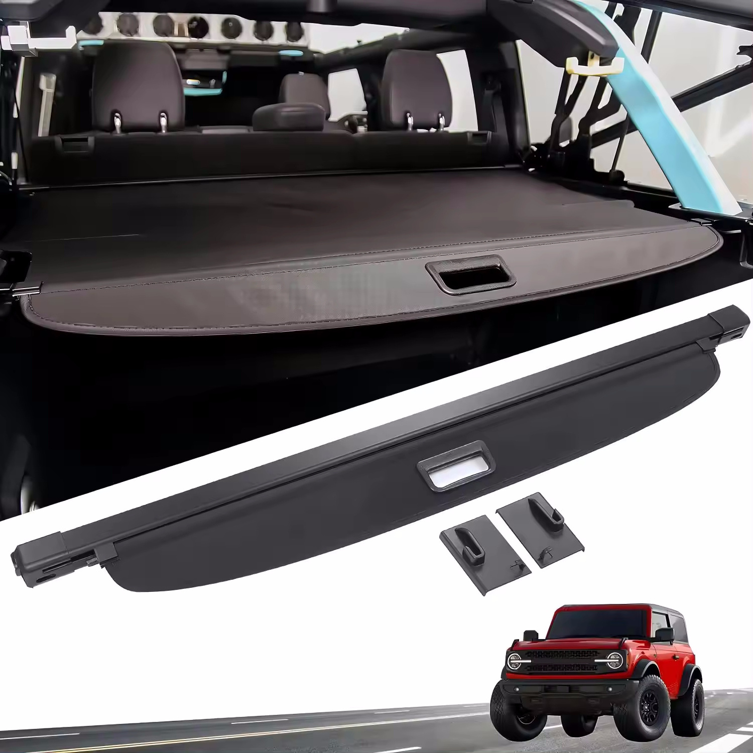 TELLIKA car Interior  Rear Accessories Retractable Foldable Trunk Shield Shade Cargo Cover for Ford Bronco 4 door 2021 2022