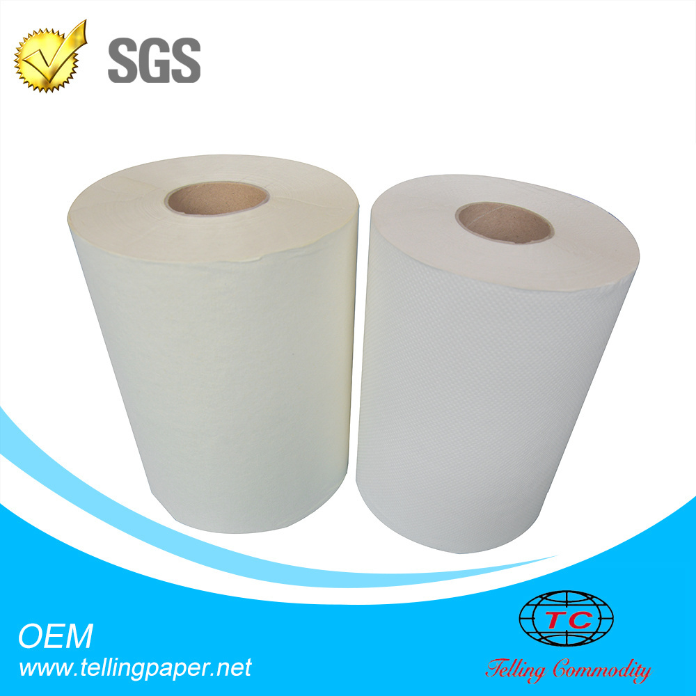 Cheap price 100% virgin wood pulp 80m roll bleached white unbleached natural paper towel 1ply 45gsm/40gsm soft hand towel roll