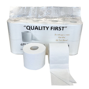 High quality bulk eco friendly oem cheap soft virgin bamboo toilet paper 4ply toilet tissue paper roll manufacturer