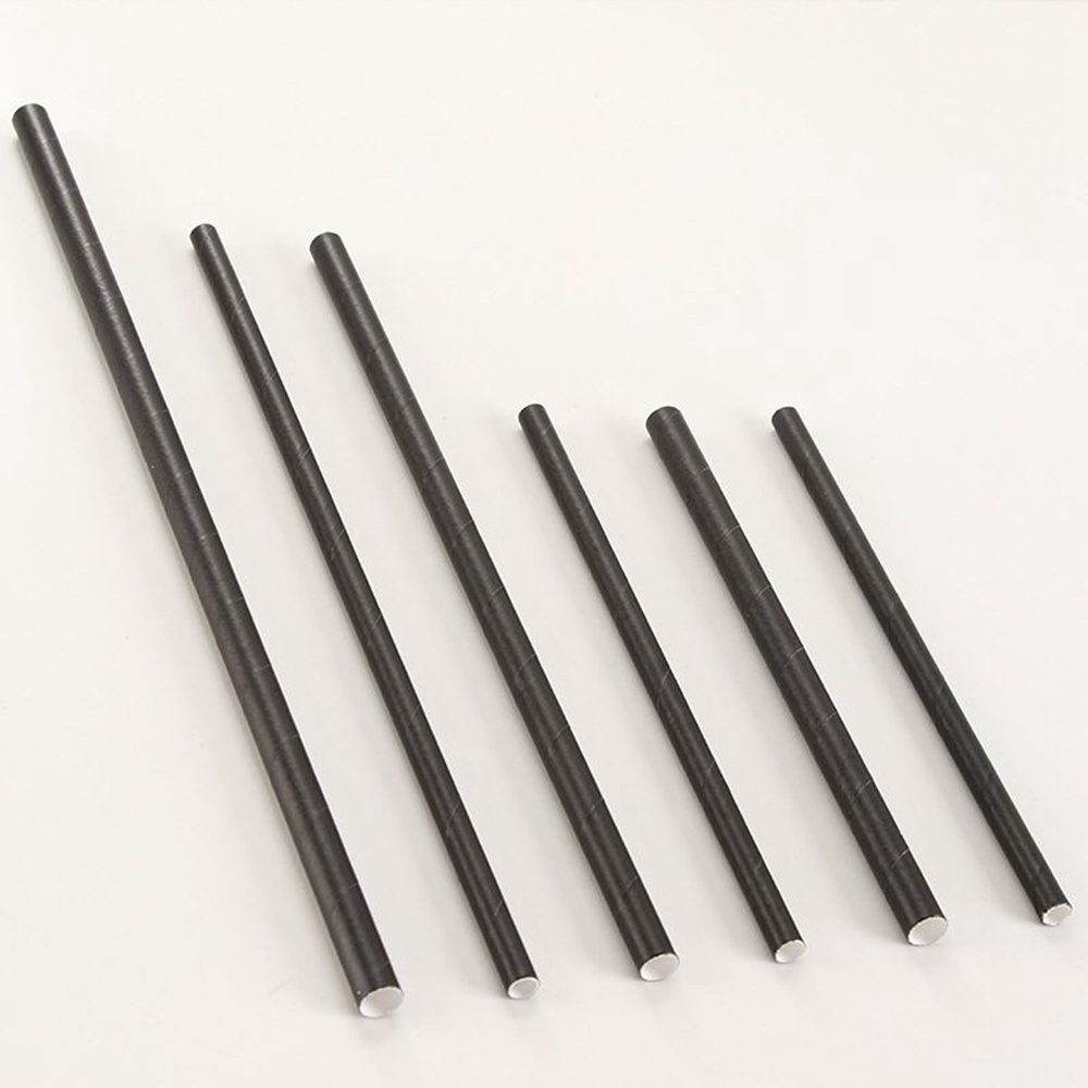 Wholesale Disposable Black Paper Straws Thickened Biodegradable Drinking Paper Straws