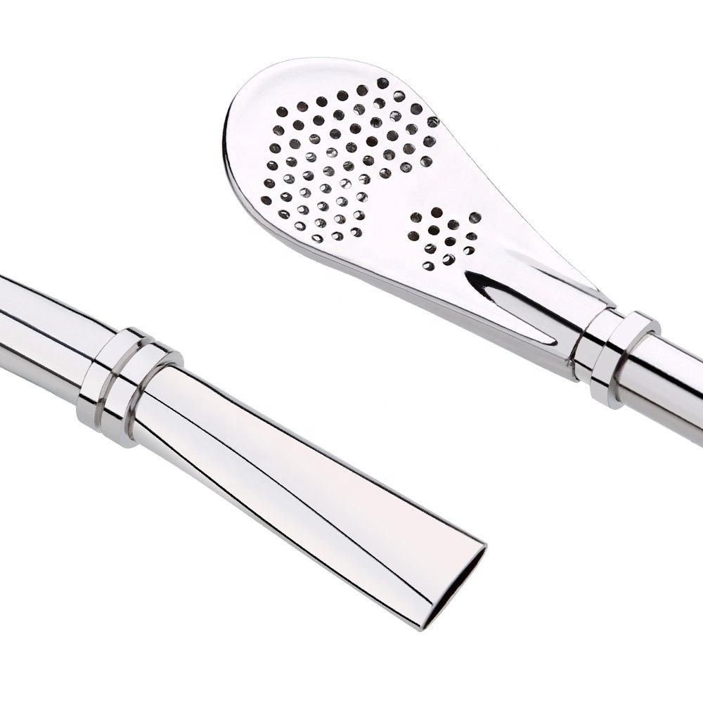 Reusable Stainless Steel Drinking Straws with Filter Spoon