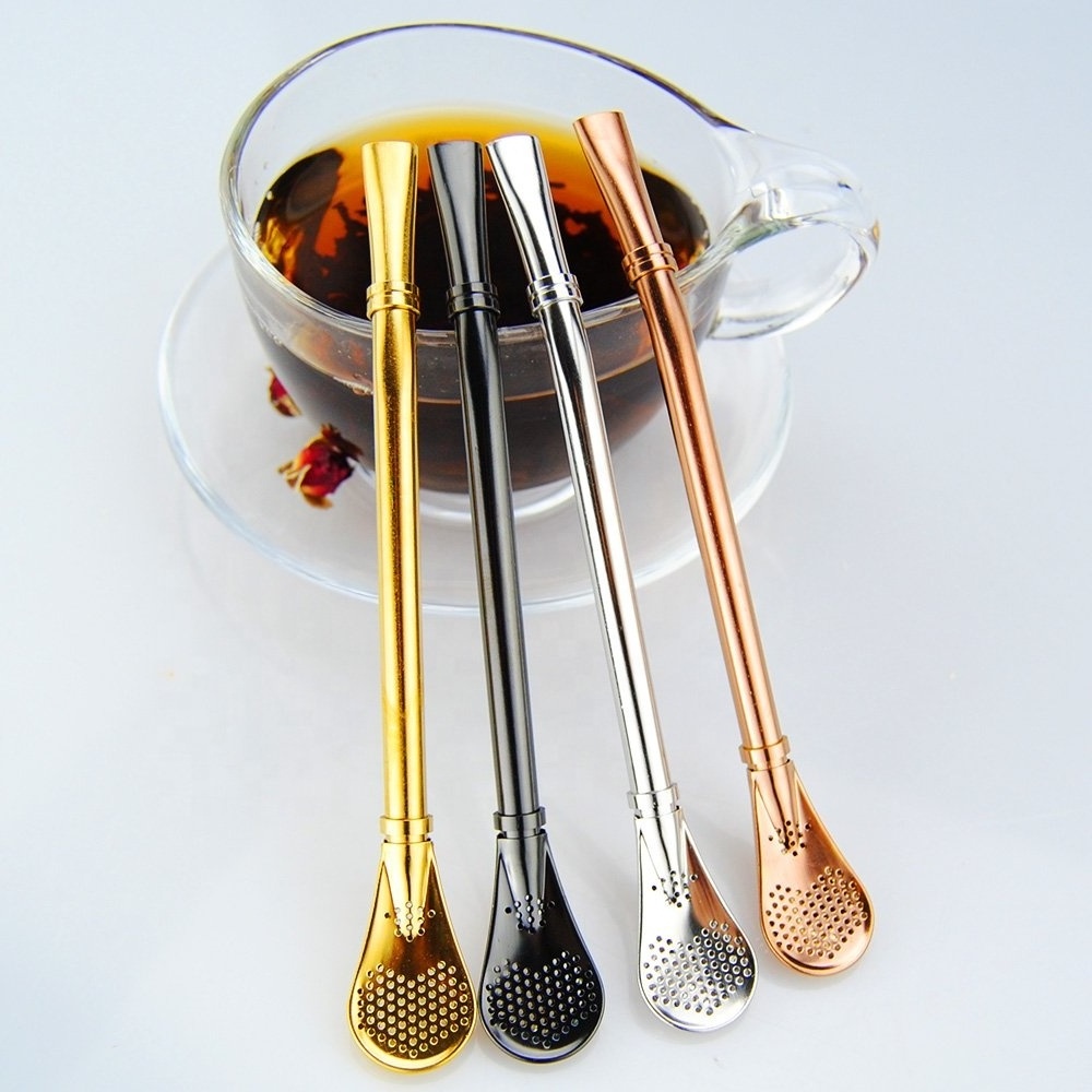 Yerba Mate Straw Filter Loose Leaf Tea Infuser Barware Strainer Stirring Straws Stainless steel tea strainer straw