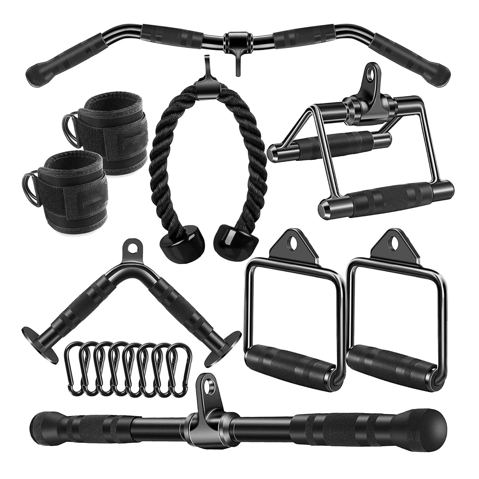 TELLUS FITNESS Tricep Press Down Cable Machine Attachment, LAT Pulldown Attachments, Home Gym Accessories