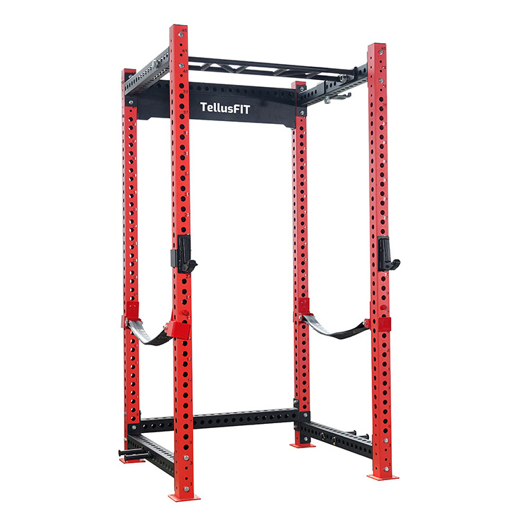 TELLUS Squat Rack Power Cage Multi-Functional Power Rack with J-Hooks, Dip Handles, Landmine Attachment and Cable Pulley System