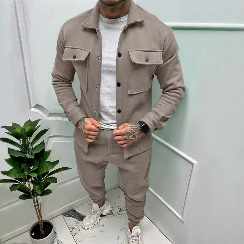 Custom Autumn Winter Men's Fashion Jacket Suits Cargo Pants Casual Two Piece Jogger Sweat Suits Long Sleeve Jacket and Pants Set