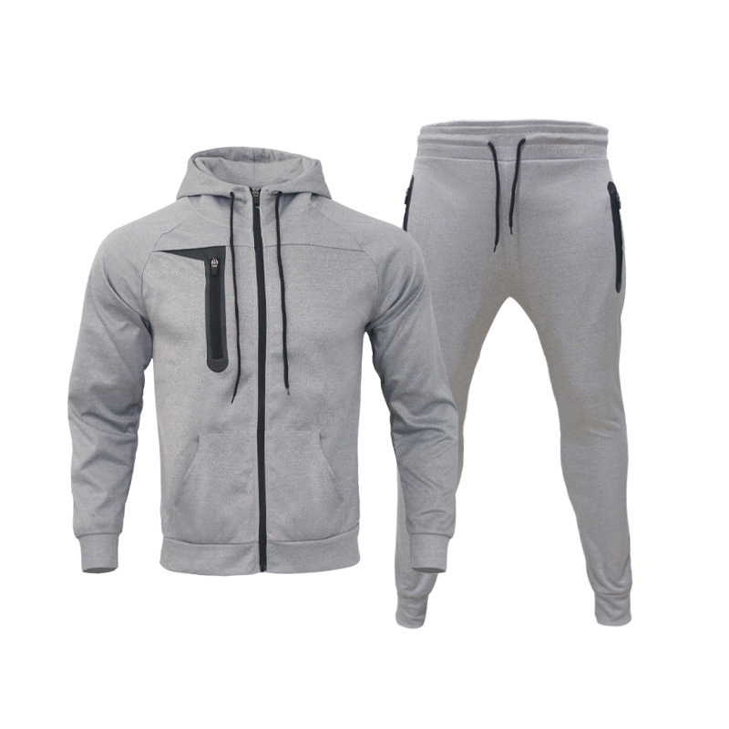 Latest Fashion Design Strip Plain Sport Suits Men's Sweatsuit Jogger Set Hiking Outdoor Zipper Hoodie 2 Piece Tracksuits For Men