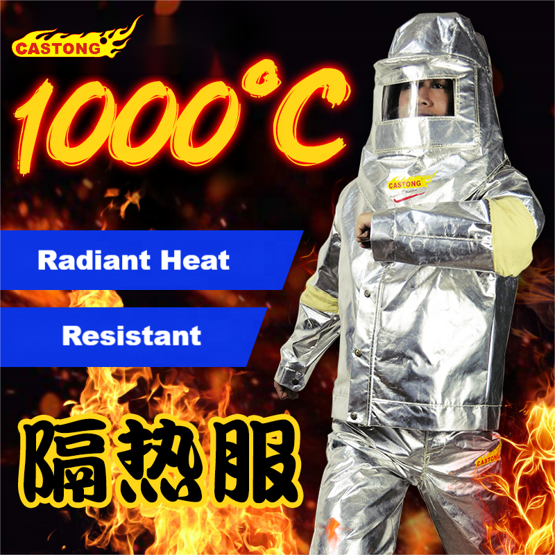 Aluminized Yellow Para-aramid Fine Twill Combined with Aluminum Foil Industrial Heat Resistant Suits for Metal Smelting