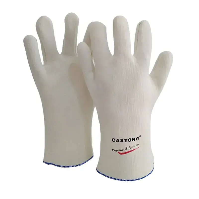 Stock item Resisting Contact Heat of 250 Degree  Single Layer White Meta-aramid Felt Heat Resistant Gloves for Industrial Oven