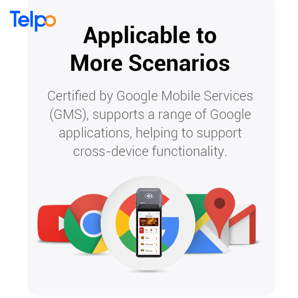 Telpo Android 12 smart mobile takeaway handheld pos terminal with nfc reader 6 inches screen with ticket
