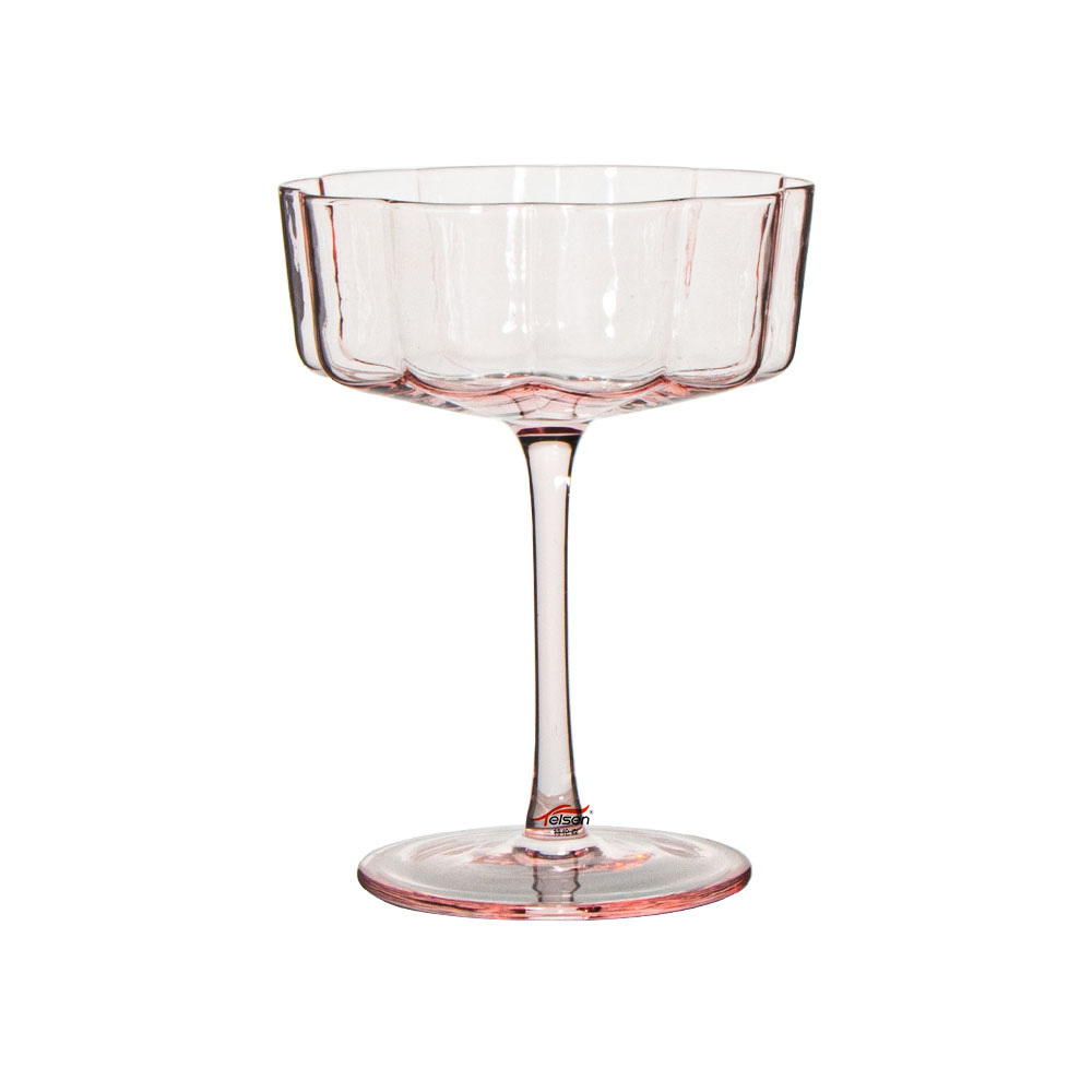 2024 Telsen Popular New Design Pink Flower Shaped Martini Glass