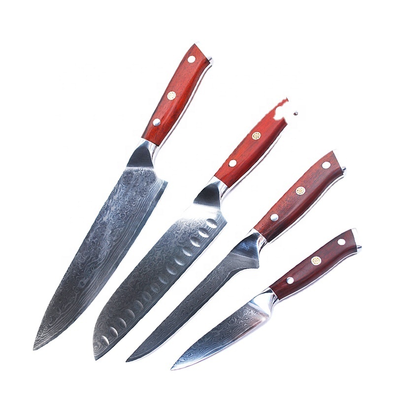 Set 4PCS Kitchen Tools Chef Japanese Santoku Knives Boning Knife Damascus Steel G10 Handle New Stainless Steel Wholesale Knives