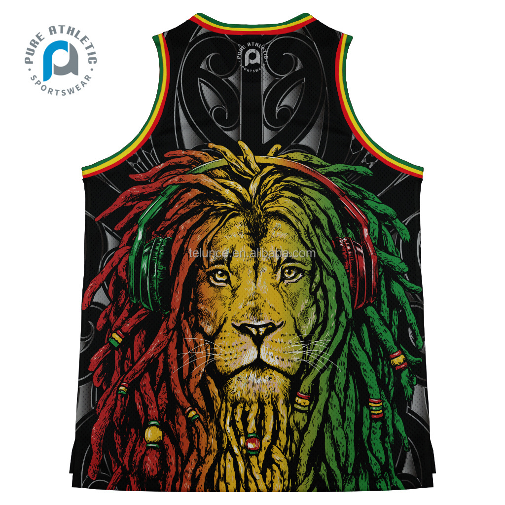 2024 new custom design basketball jersey Rasta basketball jersey men women Youth reversible singlets basketball jersey