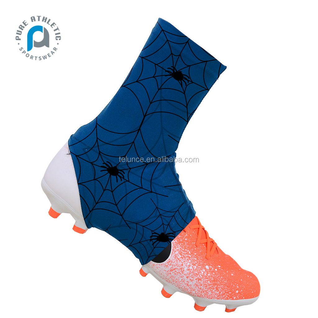 Pure Wholesale quick dry American cover mens custom blue sublimation unisex football spats cleat cover spider web