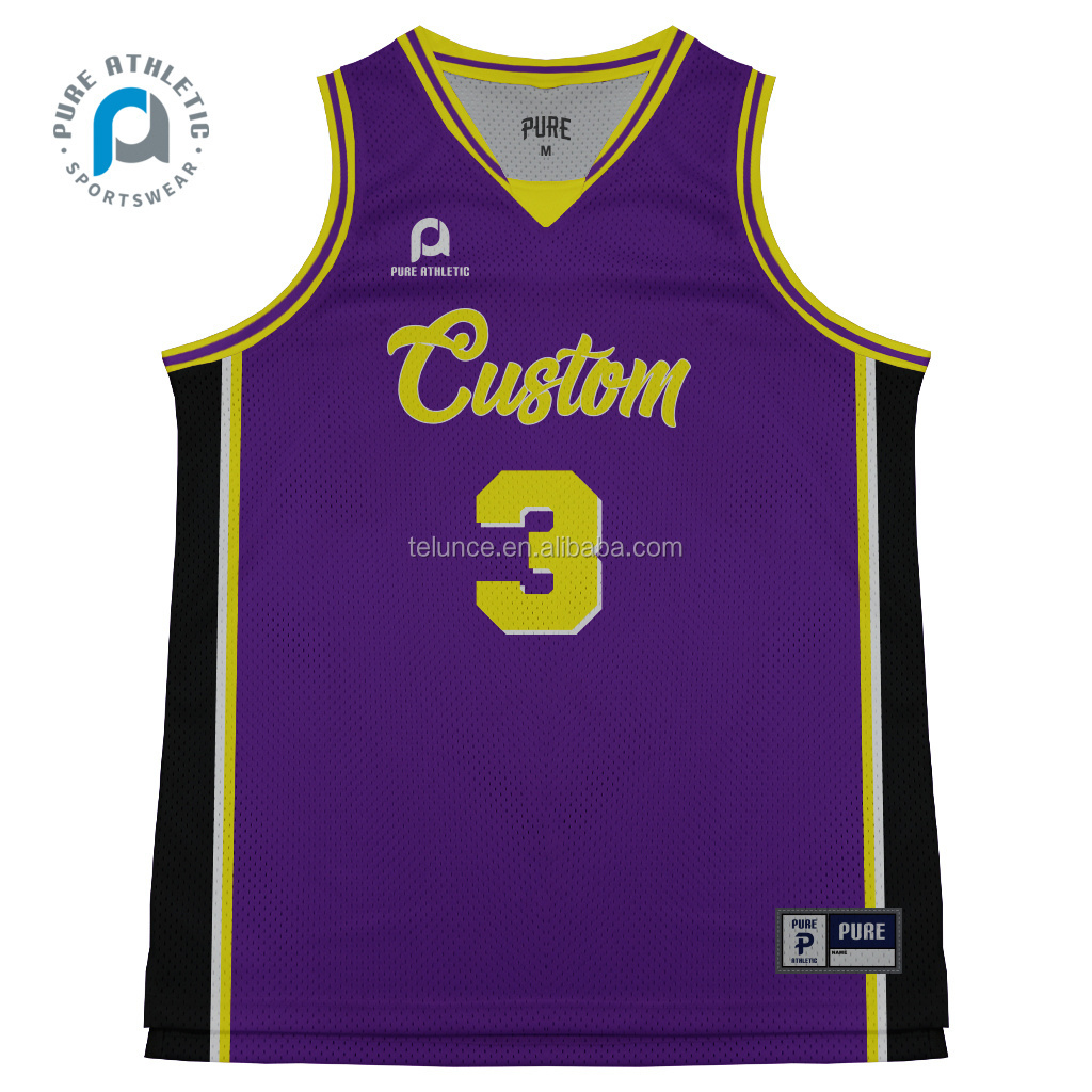 PURE Custom Good Quality Custom Team Uniform Wear  Laker  purple color Reversible japan basketball jersey