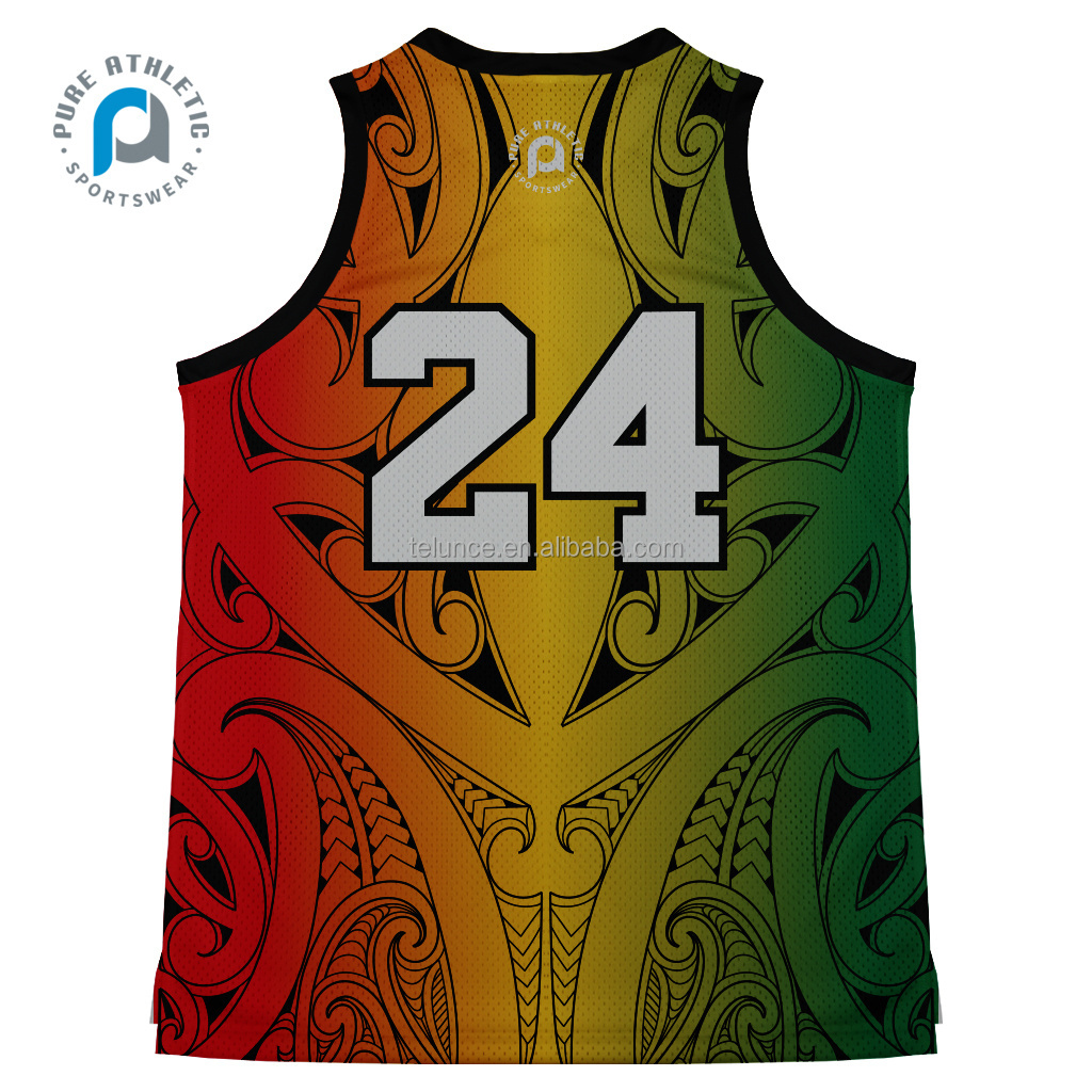 Rasta lion basketball jerseys yellow green red basketball jersey sublimation custom Plain men's basketball jerseys Reversible