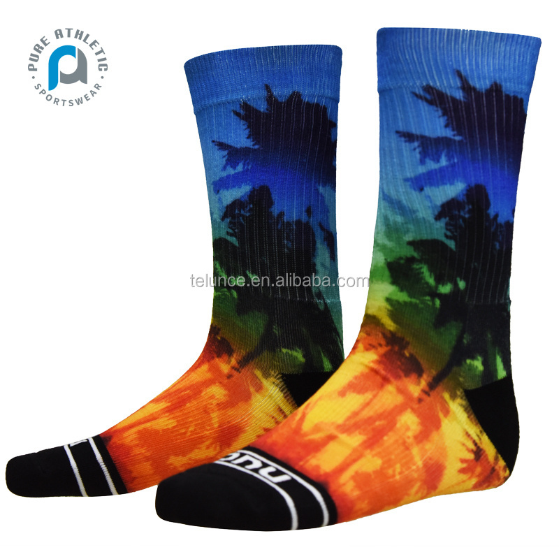 PURE Wholesale Custom crew thicken Men Mid-tube glue football socks  sublimation tye dye teddy basketball sports socks unisex