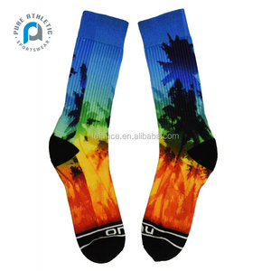 PURE Wholesale Custom crew thicken Men Mid-tube glue football socks  sublimation tye dye teddy basketball sports socks unisex