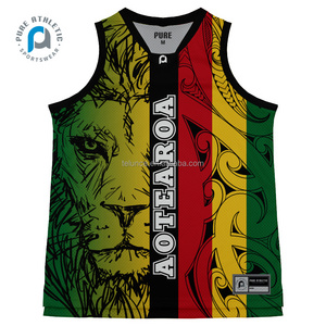 Rasta lion basketball jerseys yellow green red basketball jersey sublimation custom Plain men's basketball jerseys Reversible