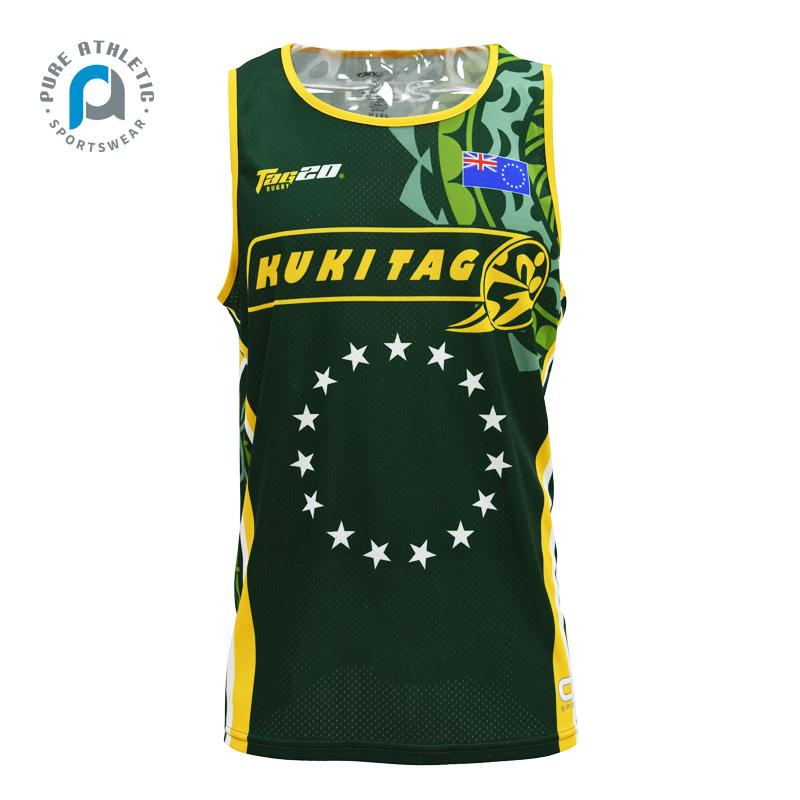 Pure wholesale Custom design round neck sport breathable Men Singlet 100% polyester printing  Gym Vests Training tag athletic t