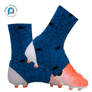 PURE fashion sublimation print cleat covers football wholesale cycle running  blue spider web Shoe Covers