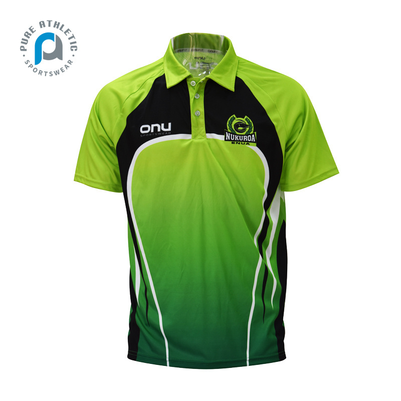 PURE 100% polyester cricket rugby polo shirts Sublimated Custom training t shirt with logo dart men's polo shirt