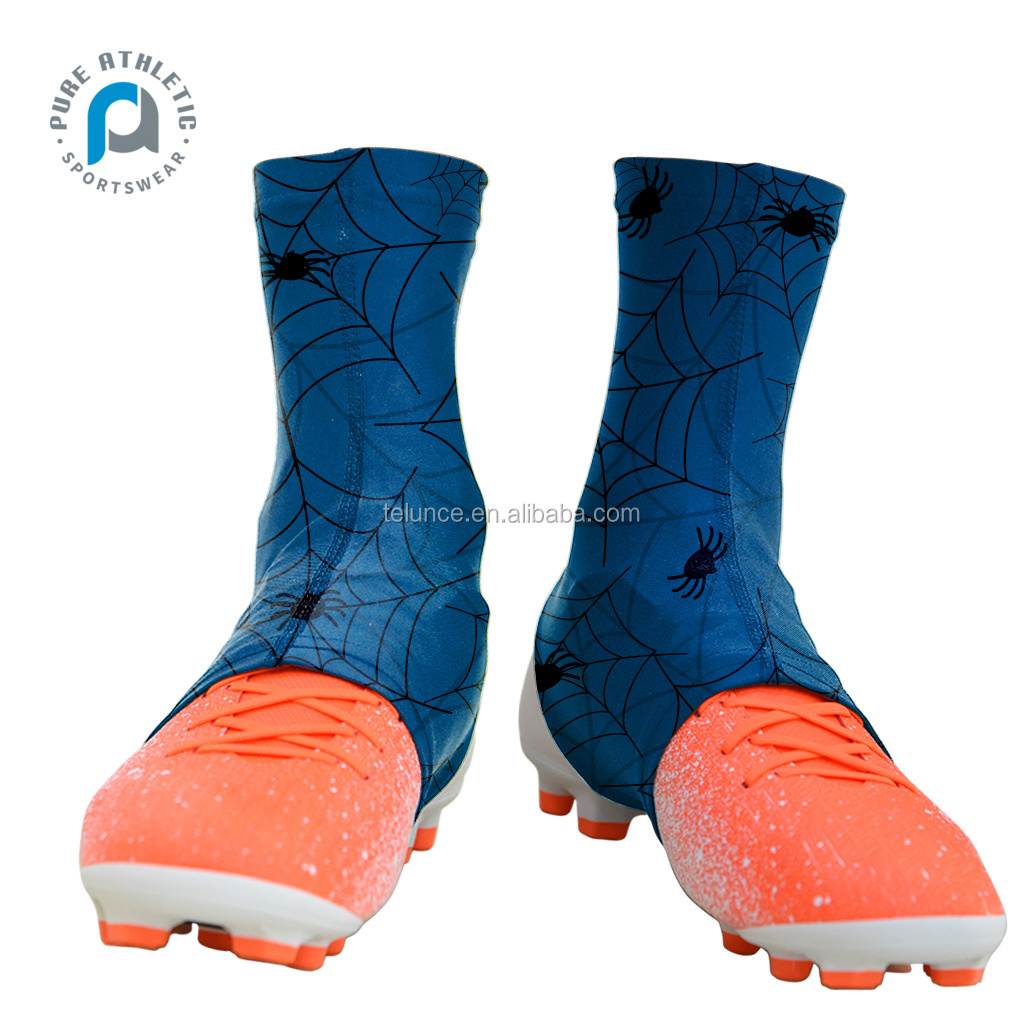 PURE fashion sublimation print cleat covers football wholesale cycle running  blue spider web Shoe Covers