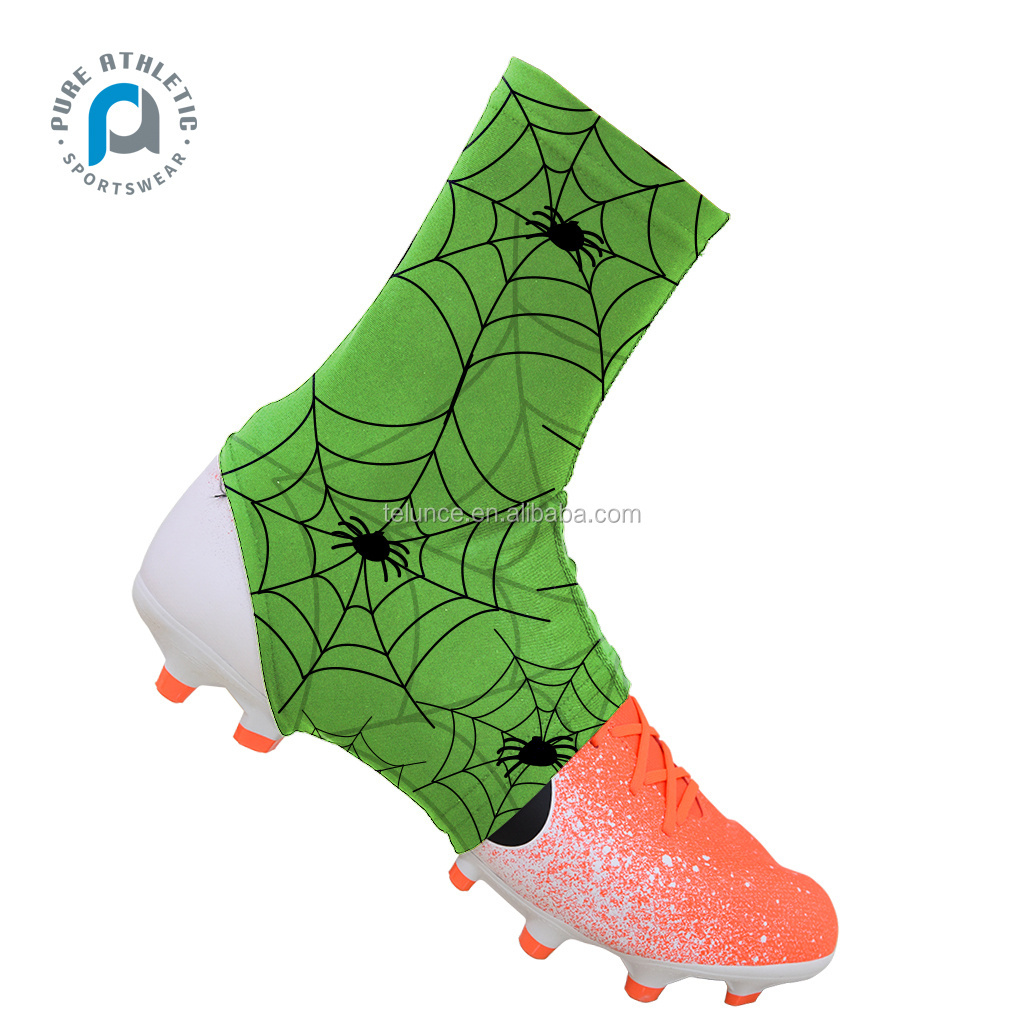 Pure team soccer spats american custom mens sports compression spider web comfortable printing football cleat cover green color