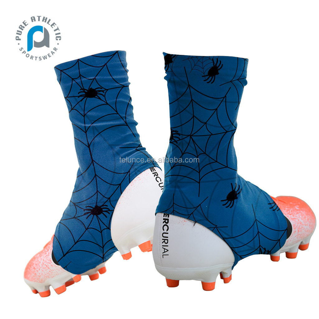 PURE fashion sublimation print cleat covers football wholesale cycle running  blue spider web Shoe Covers