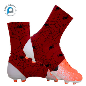 Pure custom new design high quality spats spider web sublimation  mens red printing football cleat covers American shoes