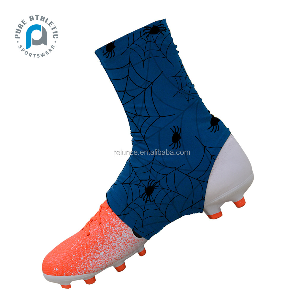 Pure Wholesale quick dry American cover mens custom blue sublimation unisex football spats cleat cover spider web