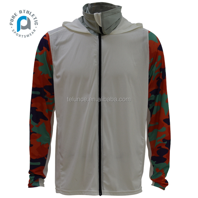 PURE custom blank sublimation fishing jersey uv hooded fishing shirt clothing long sleeve men quick dry wear cycling jersey