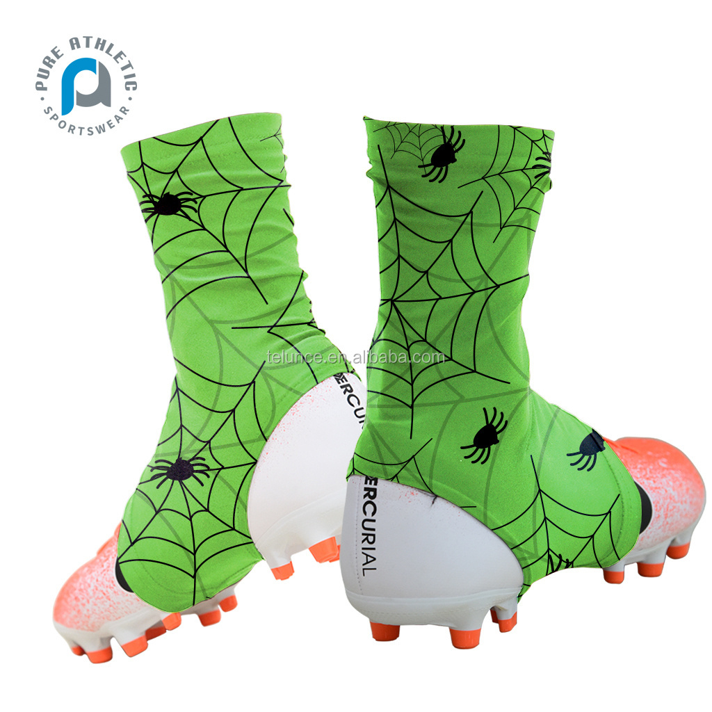 Pure team soccer spats american custom mens sports compression spider web comfortable printing football cleat cover green color