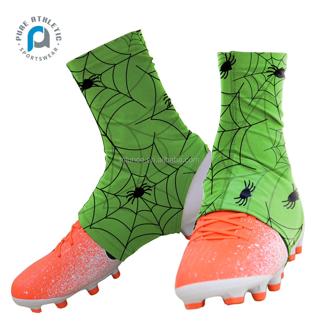 Pure team soccer spats american custom mens sports compression spider web comfortable printing football cleat cover green color