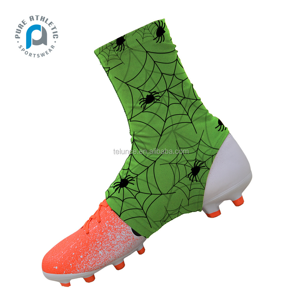 Pure team soccer spats american custom mens sports compression spider web comfortable printing football cleat cover green color