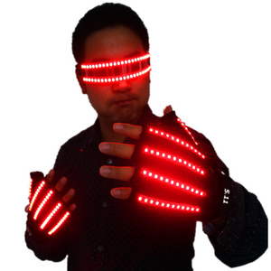 LED Glow Gloves Rave Light Flashing Finger Lighting Glow Mittens Magic Black luminous gloves Party supplies halloween