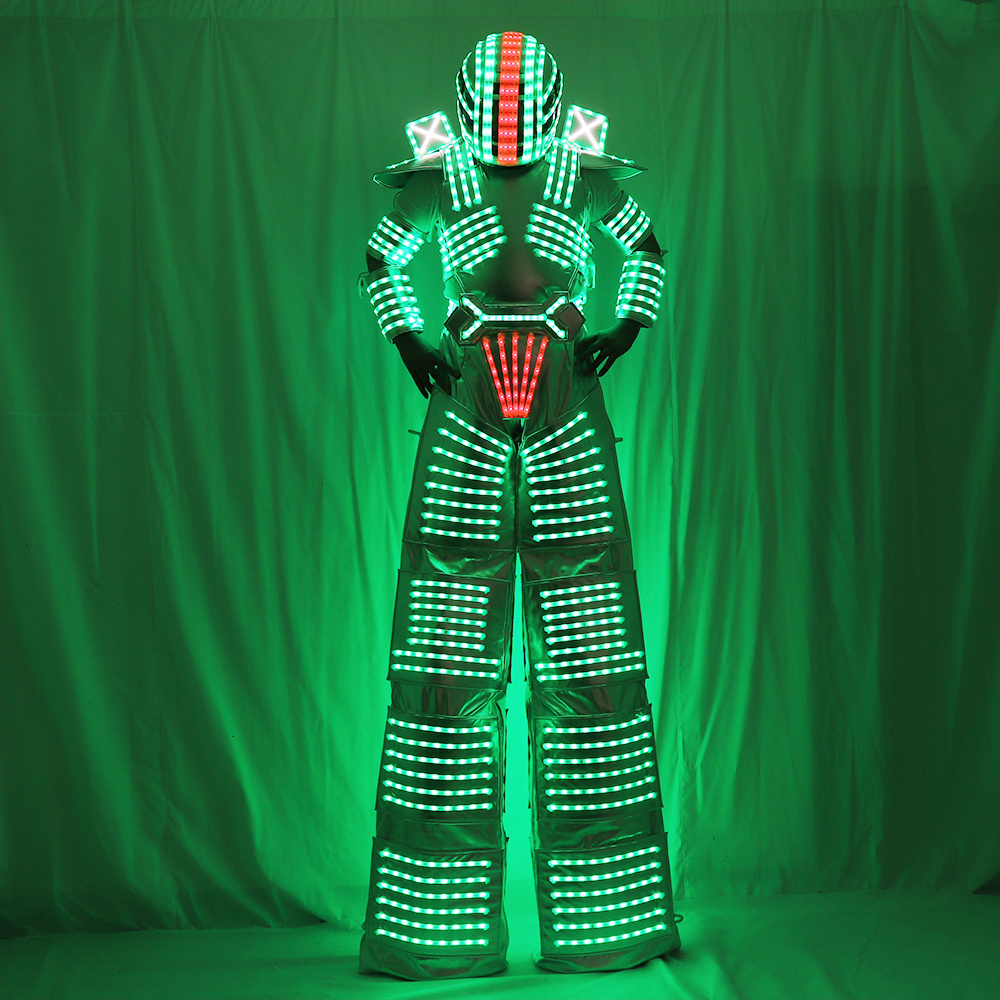 LED Illuminated Robot Suit by David Guetta Kryoman Robot Stilts Luminous Stage Performance Costume for Wearing