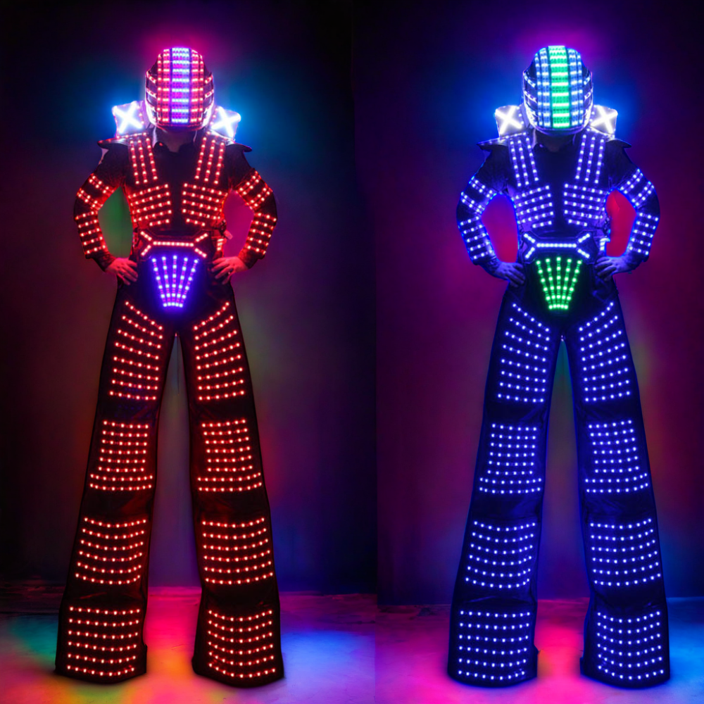 LED Illuminated Robot Suit by David Guetta Kryoman Robot Stilts Luminous Stage Performance Costume for Wearing