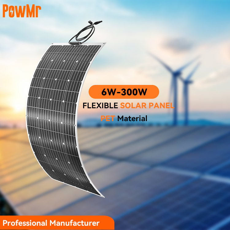 PowMr Flexible Solar Panel 100W 120W 200W 300W Monocrystalline Silicon Pv Panel for Solar Energy Storage System