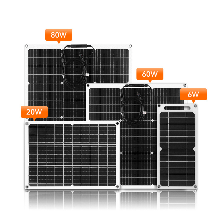 PowMr Light weight 6W 10W 20W 40W 80W Monocrystalline Silicon PV Panel Portable Flexible Solar Panels