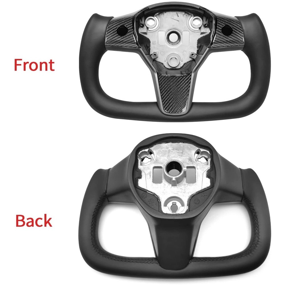 Te-Mart Ever-Carbon Racing ECR Carbon Fiber Steering Wheel With Interior Decoration Button For Tesla Model 3 Accessories