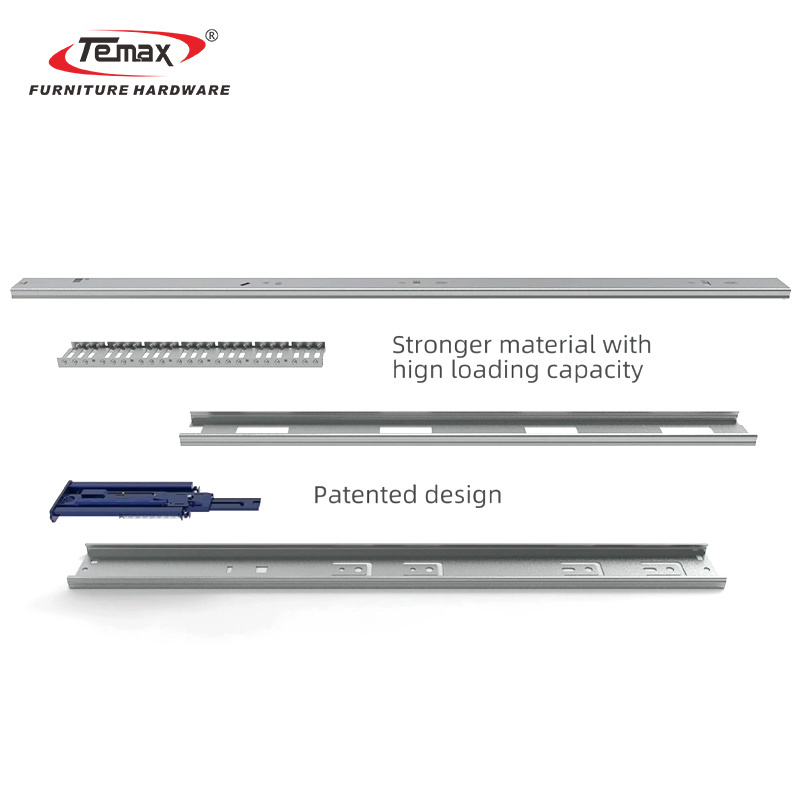 Temax Cheap Price Push to Open Drawer Slide Furniture Heavy Duty Telescopic Slides