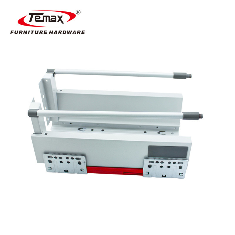 Shanghai Temax full extension kitchen heavy duty soft close 3 fold ball bearing metal box drawer telescopic slide track