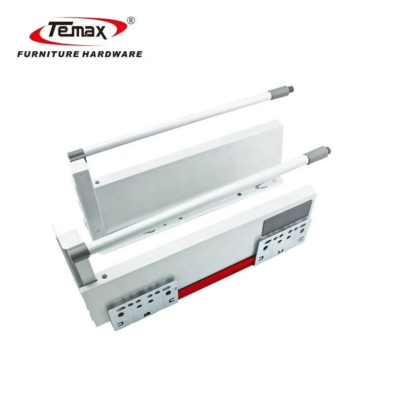 Shanghai Temax full extension kitchen heavy duty soft close 3 fold ball bearing metal box drawer telescopic slide track