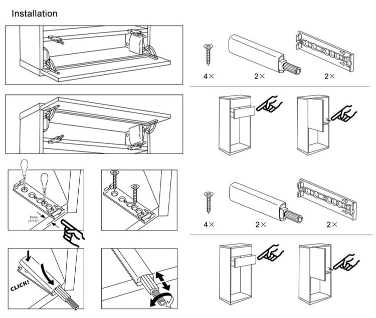 Temax Door Damper Buffer Cabinet Door Catches & Closers Push to Open System for Hardware Fitting