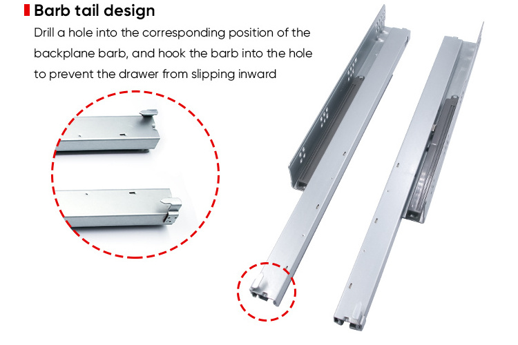 Temax Hardware Products 3-fold Soft Closing Undermount Drawer Slide For Wardrobe Hardware